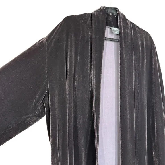 Eileen Fisher Brown (Eggplant) Velvet Open Front Rayon/Silk Blend Jacket Size M