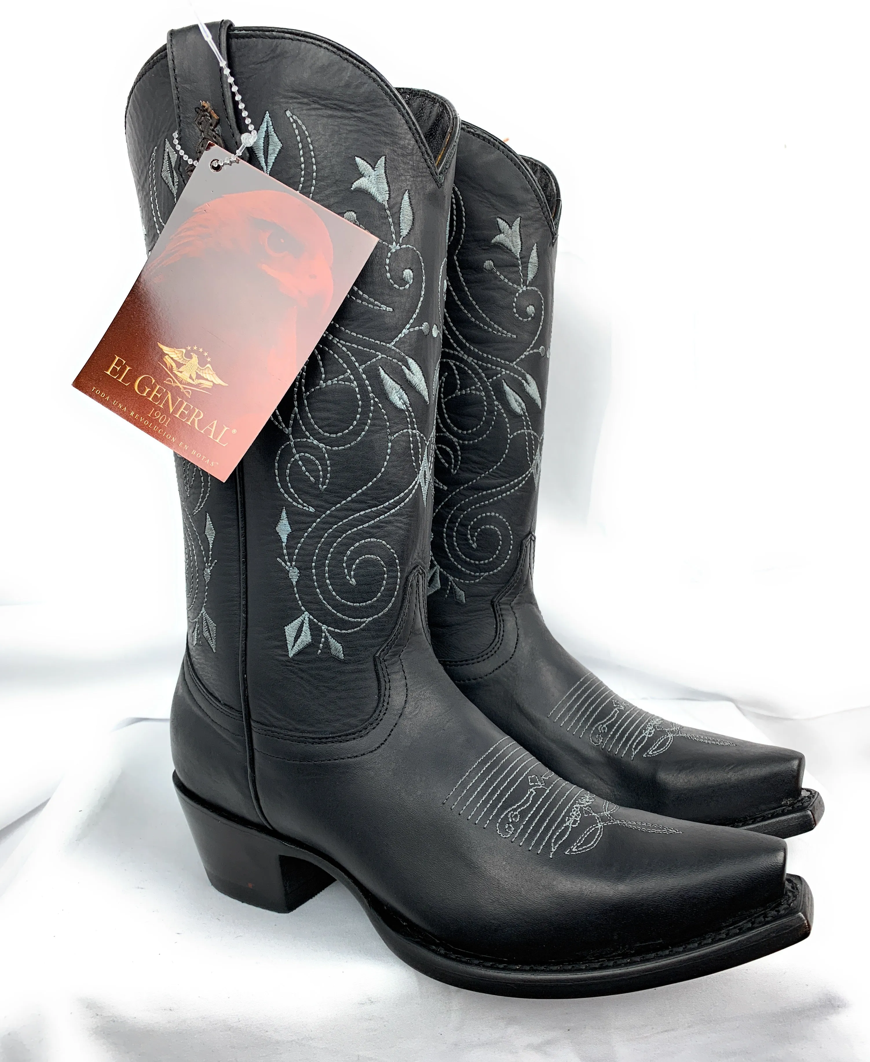 EL GENERAL Ladies Cowgirl Boots Crazy Black Retro - 34514