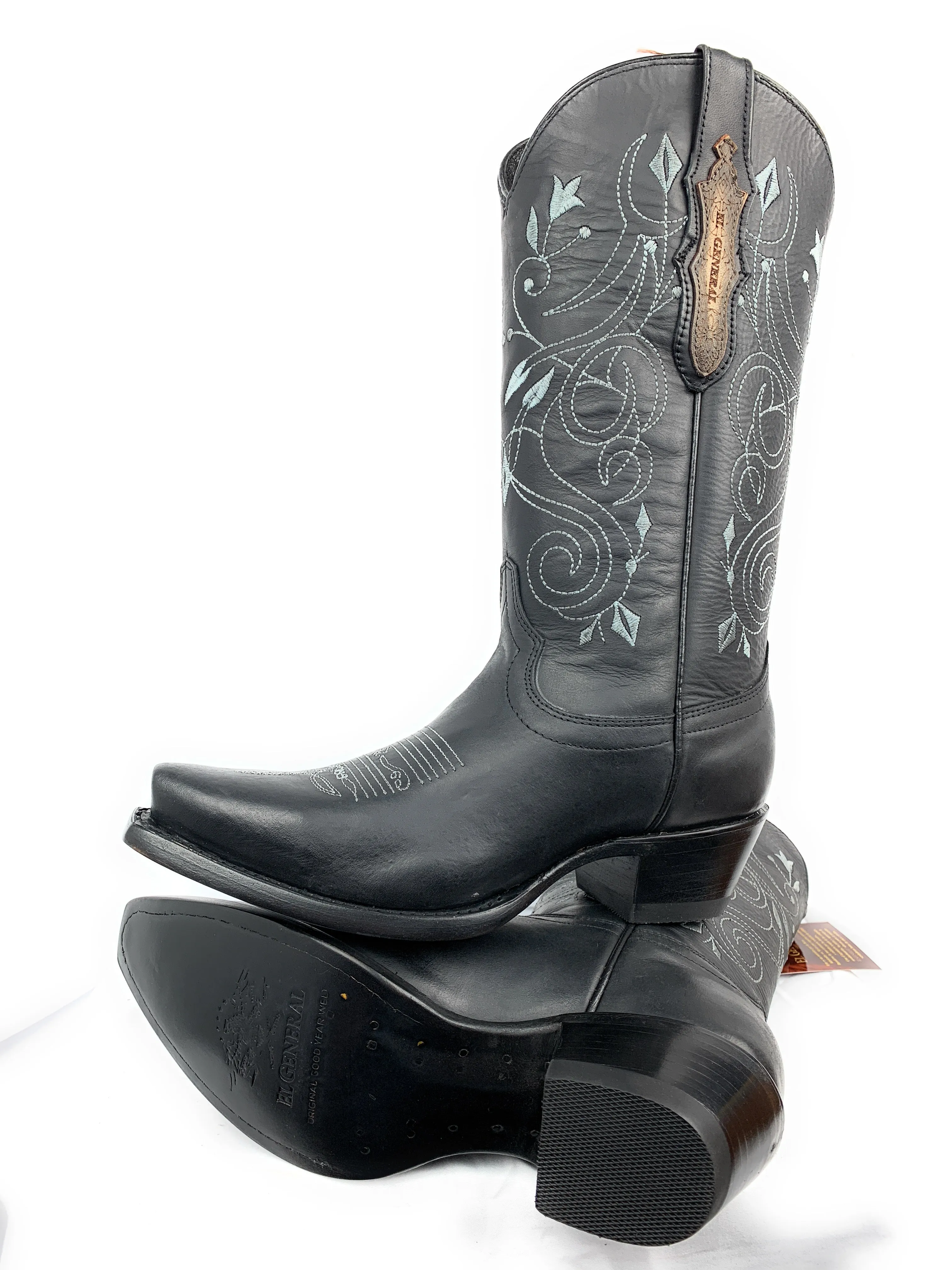 EL GENERAL Ladies Cowgirl Boots Crazy Black Retro - 34514