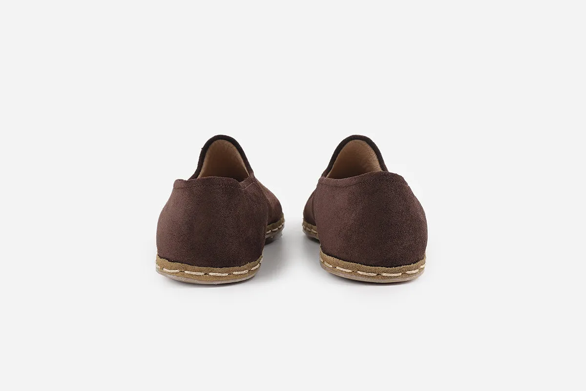 Espresso Brown Handmade Suede Loafers (Men's)