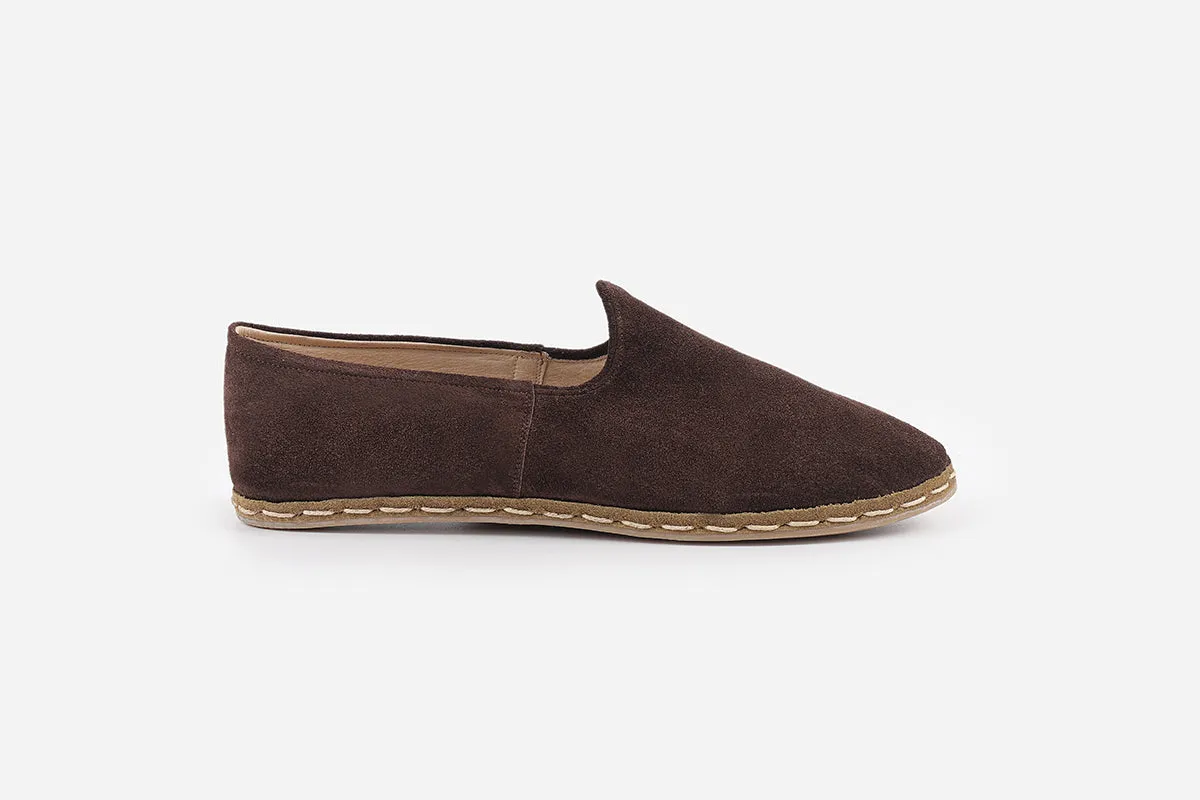 Espresso Brown Handmade Suede Loafers (Men's)