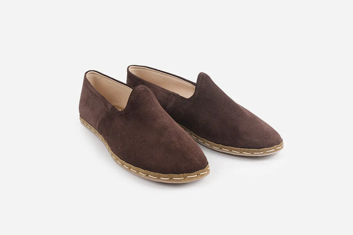 Espresso Brown Handmade Suede Loafers (Men's)
