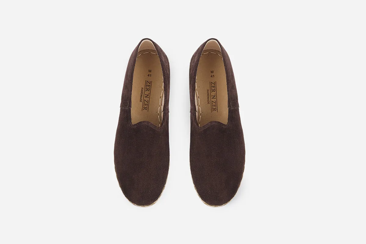 Espresso Brown Handmade Suede Loafers (Men's)