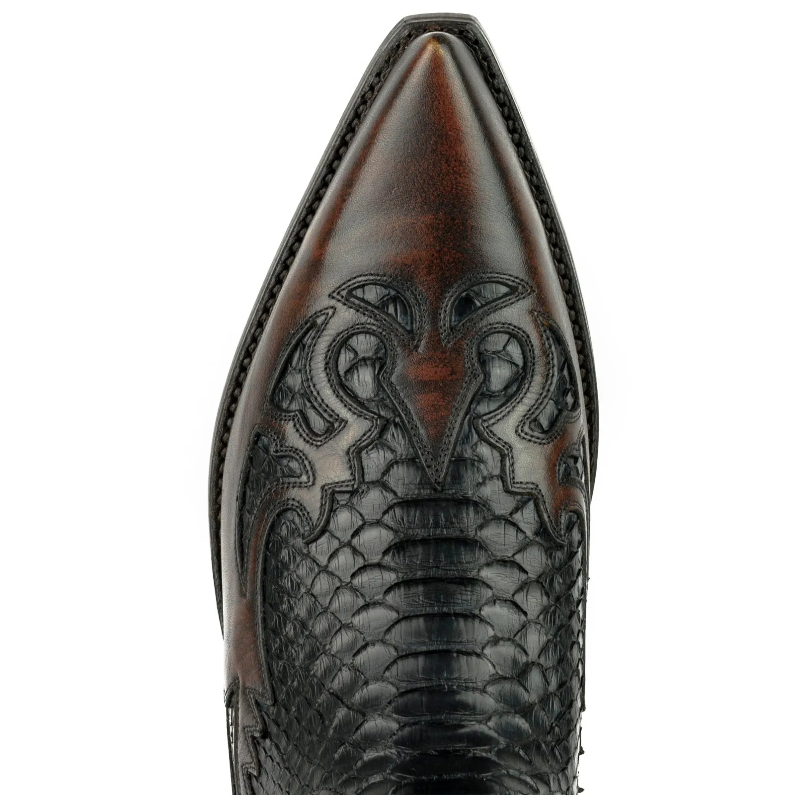 Exotic Handmade Brown and Black Leather 1935-C Texan Cowboy Boots for Women and Men