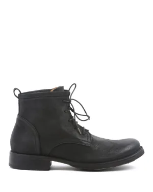 EZRA Black Leather Lace-up Boots
