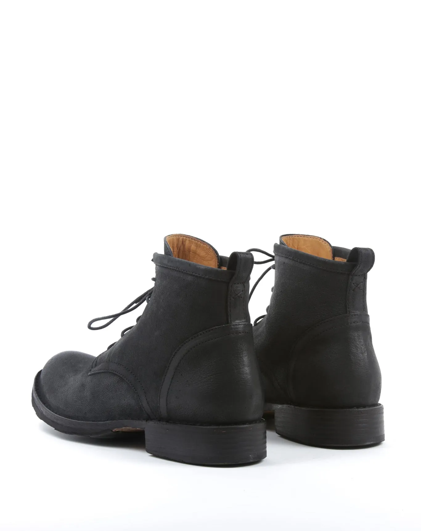 EZRA Black Leather Lace-up Boots