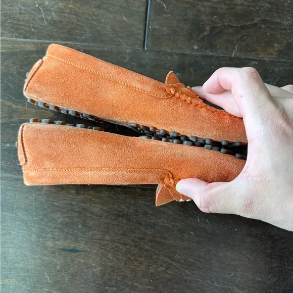 Ferragamo Orange Suede Loafers