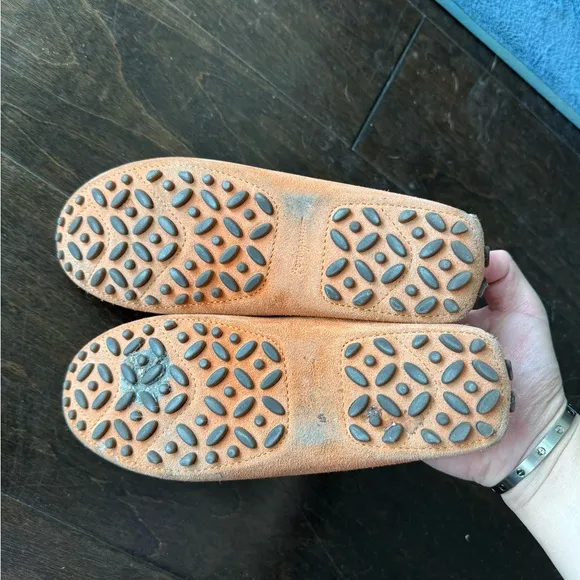 Ferragamo Orange Suede Loafers