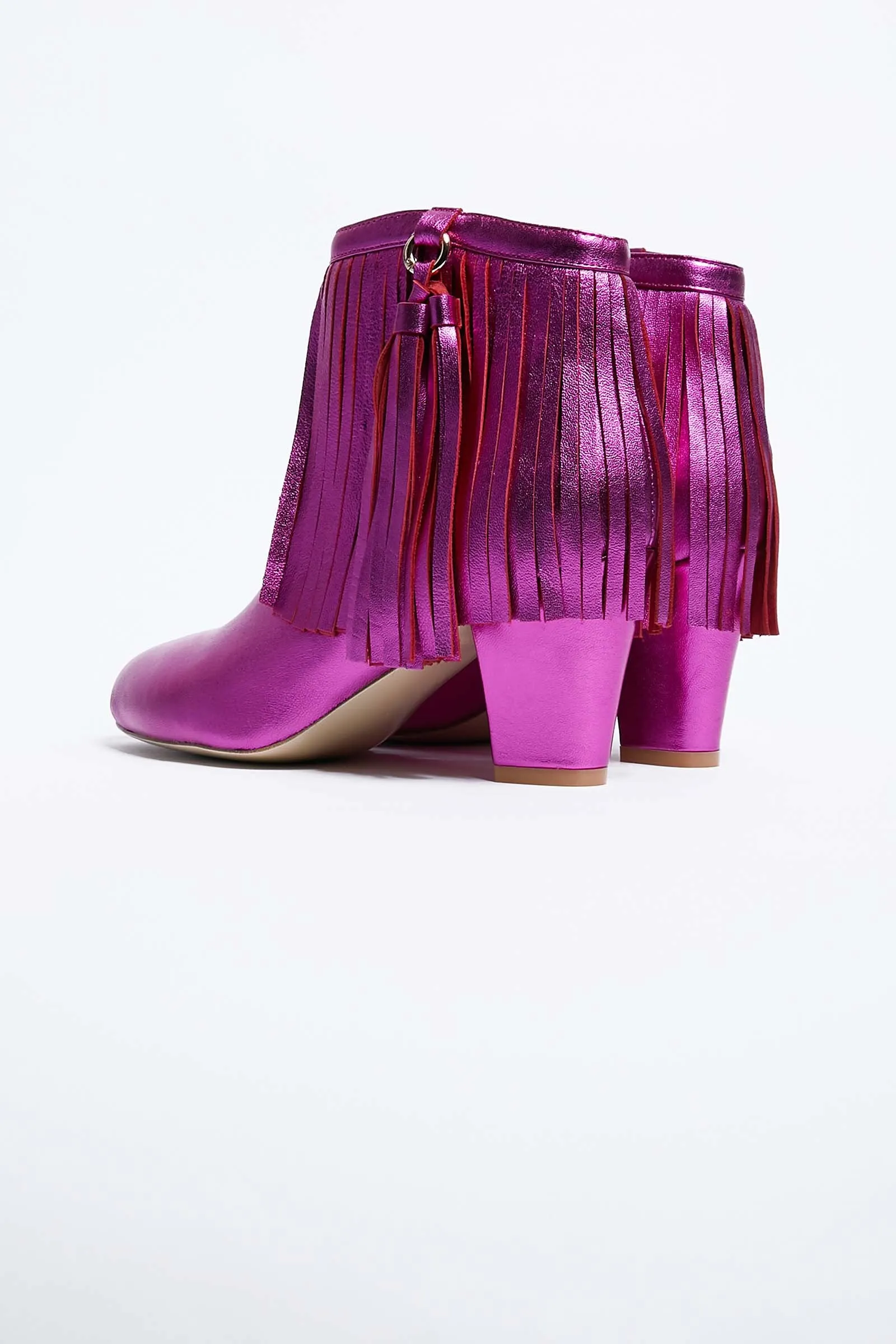 Fuchsia Fringe Metallic Leather Boots