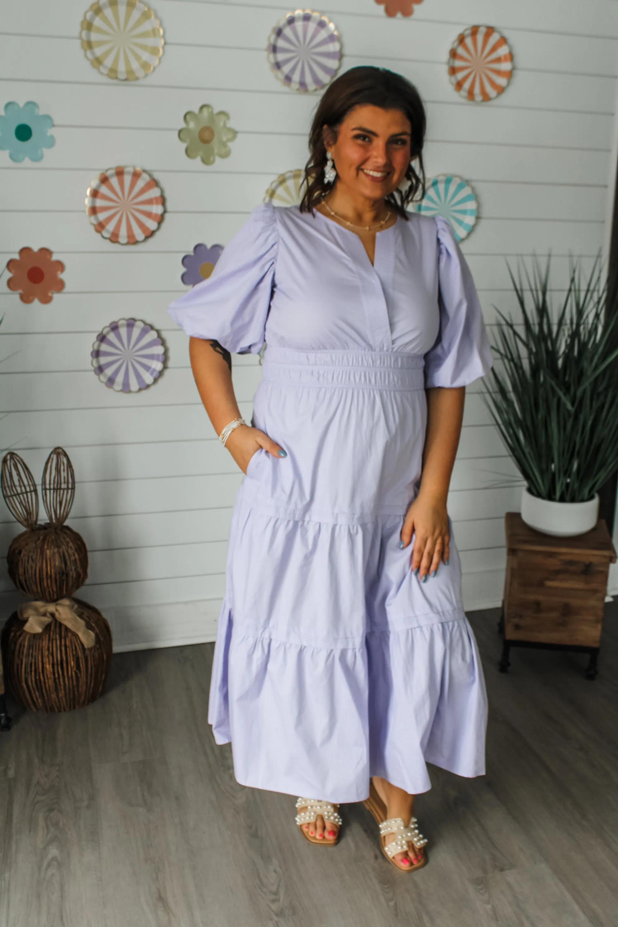 Garden Party Poplin Midi • Pale Lavender
