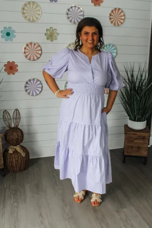 Garden Party Poplin Midi • Pale Lavender