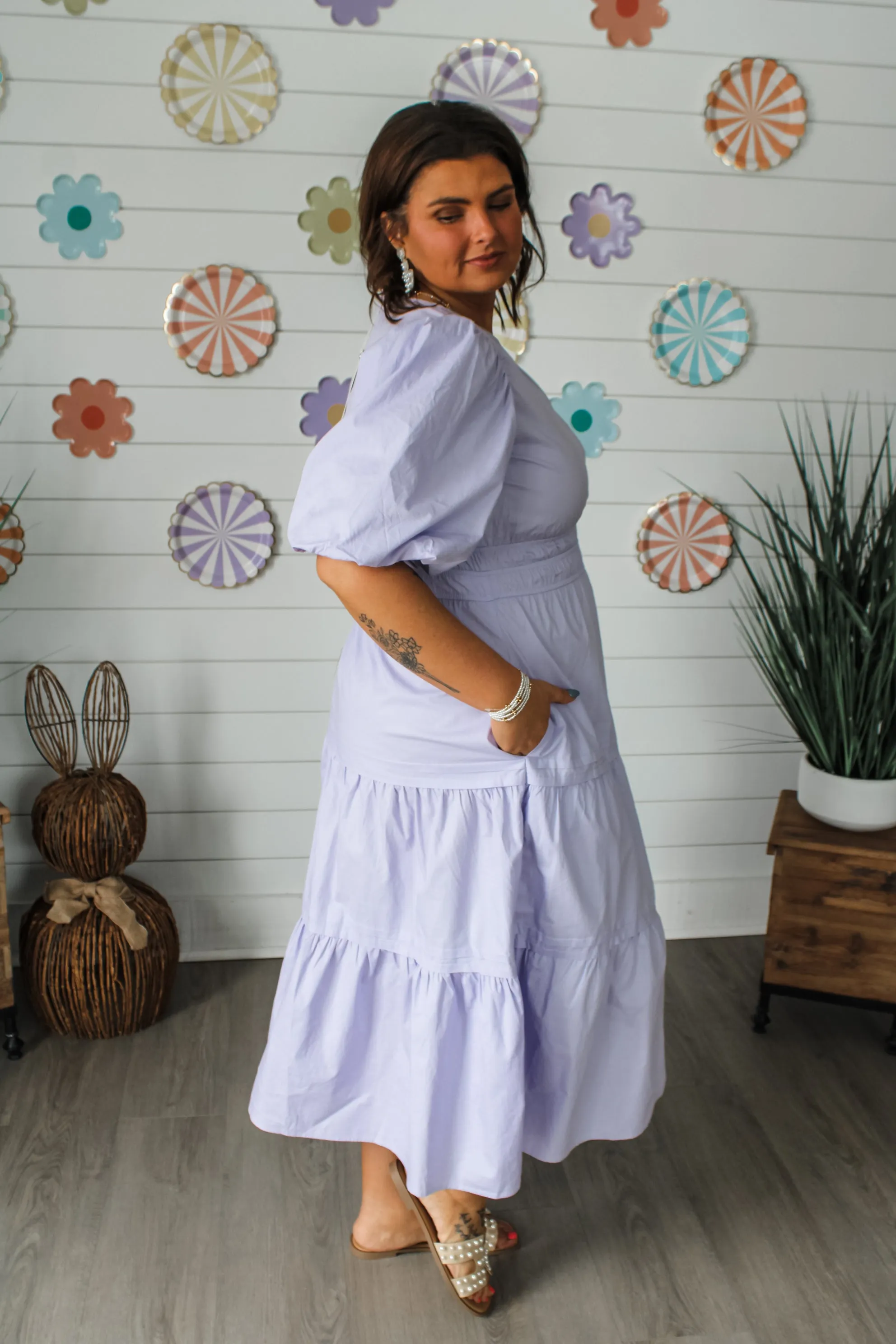 Garden Party Poplin Midi • Pale Lavender