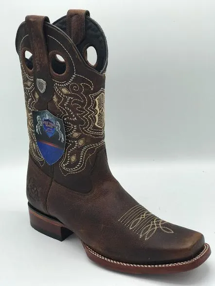 Genuine Leather Square Toe Boot in Rage Walnut