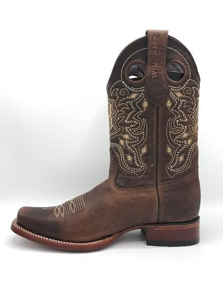 Genuine Leather Square Toe Boot in Rage Walnut