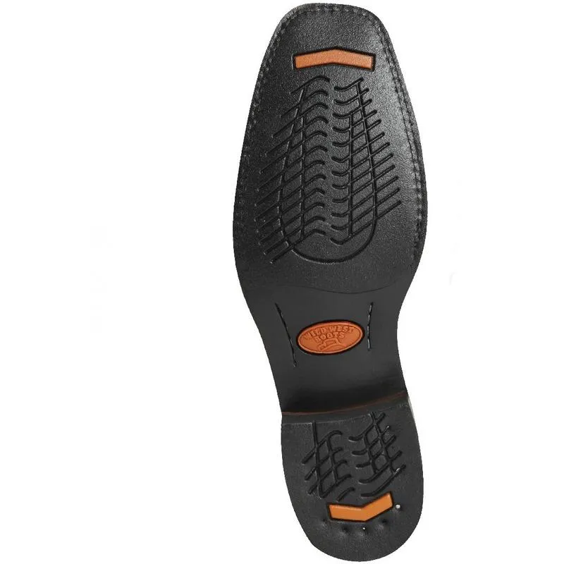 Genuine Leather Square Toe Boot with Rubber Outsole in Pull Up Phomex