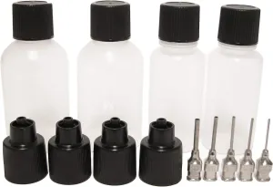 Glue, Paint, Gel, Henna Paste Blunt Stainless Steel Professional Applicator Bottle Set 5 Tips 4 Bottles