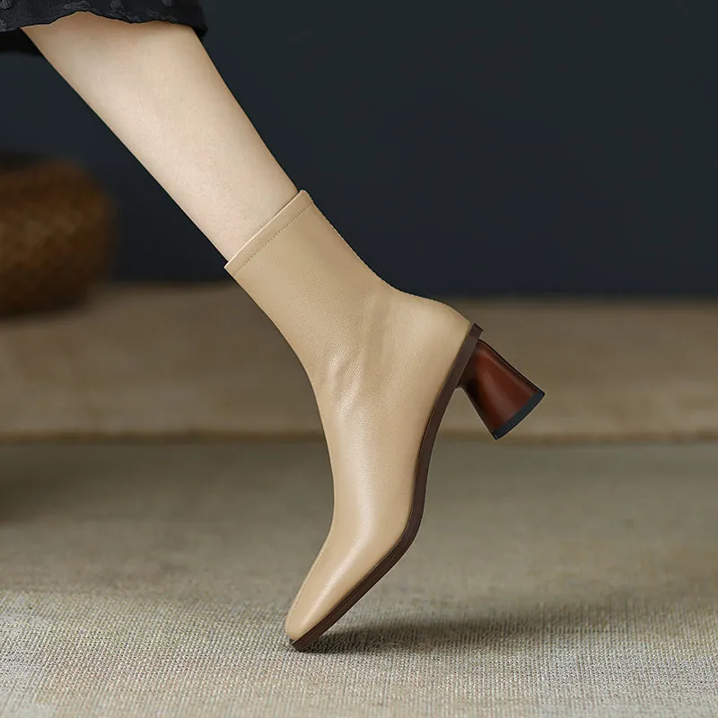 Haya Square Toe Nude Ankle Boots