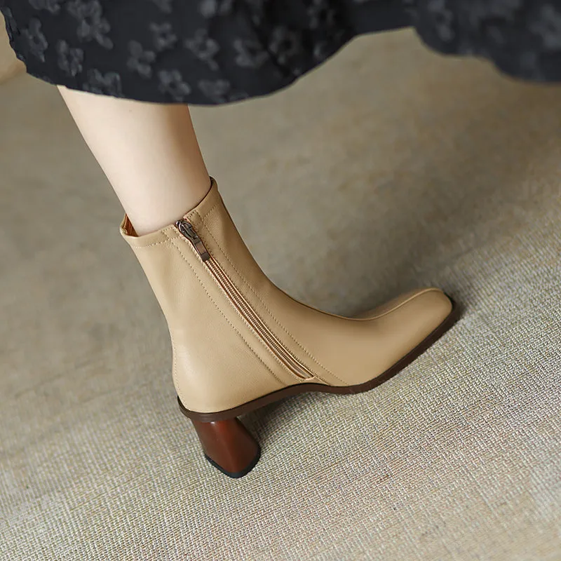 Haya Square Toe Nude Ankle Boots