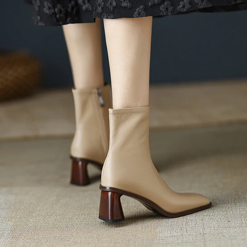 Haya Square Toe Nude Ankle Boots