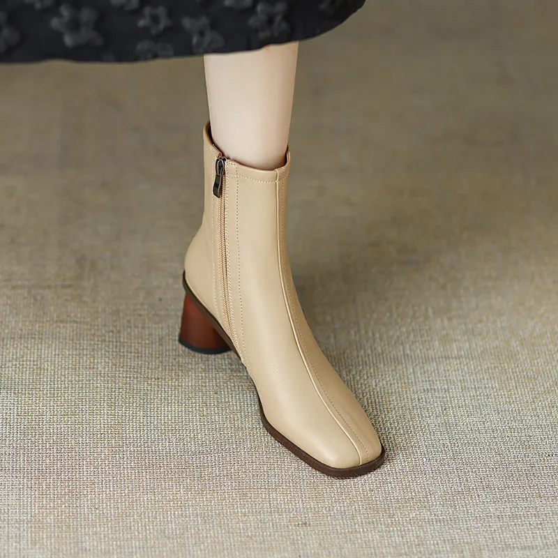 Haya Square Toe Nude Ankle Boots