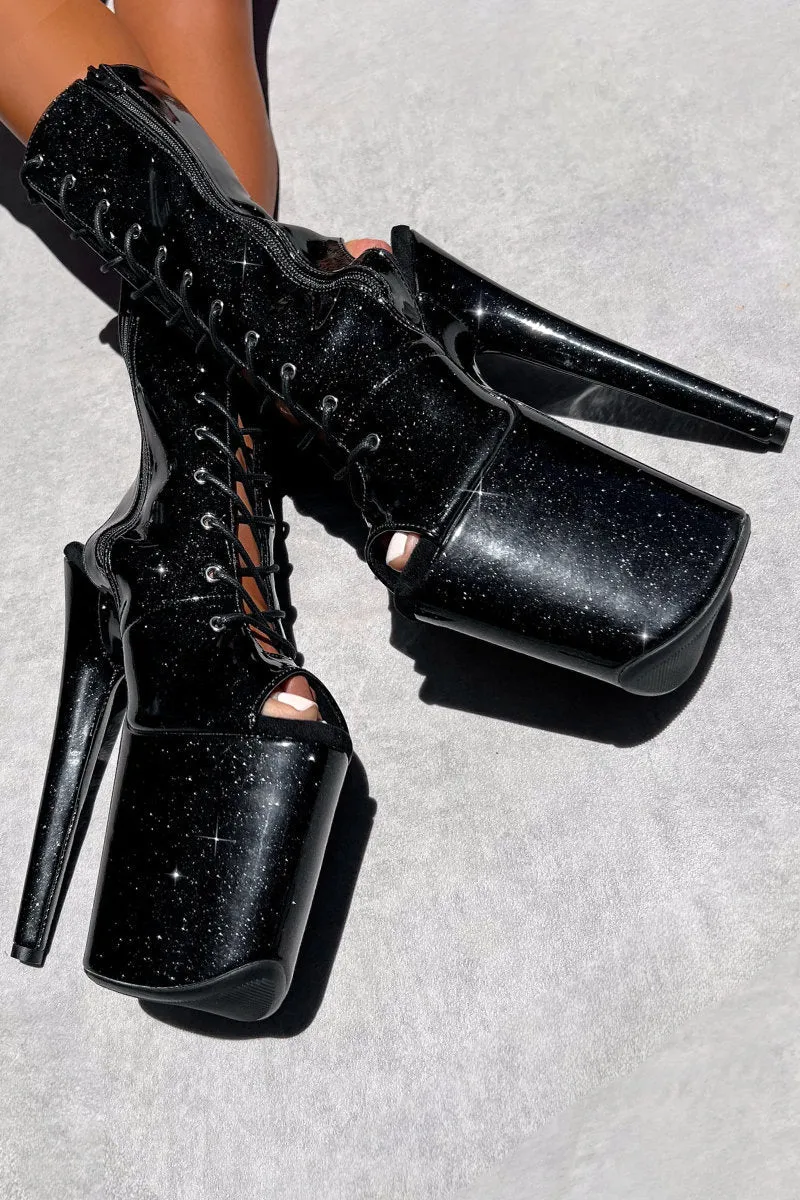 Hella Heels The Glitterati OHOT 8inch Boots - Sin City