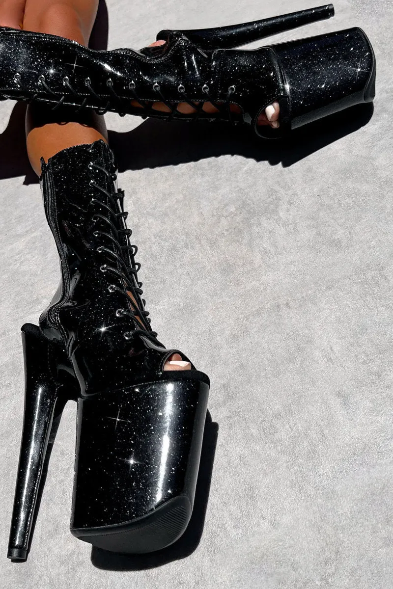 Hella Heels The Glitterati OHOT 8inch Boots - Sin City