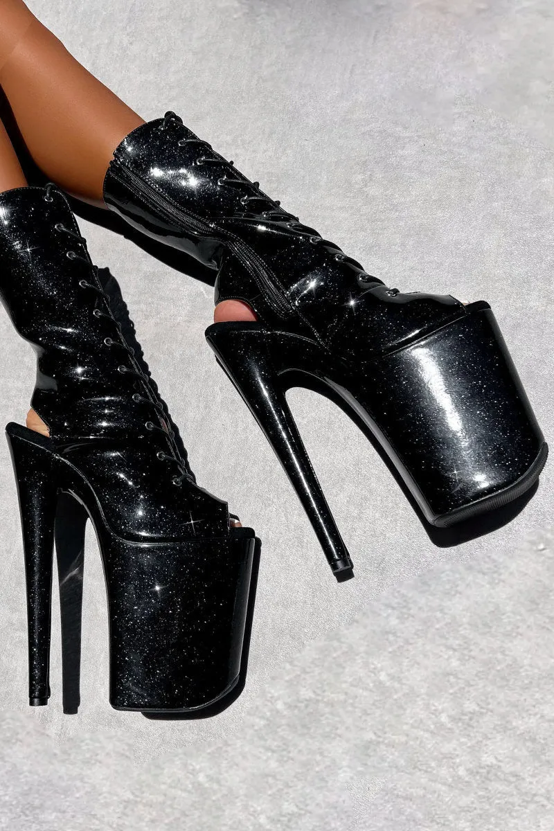 Hella Heels The Glitterati OHOT 8inch Boots - Sin City
