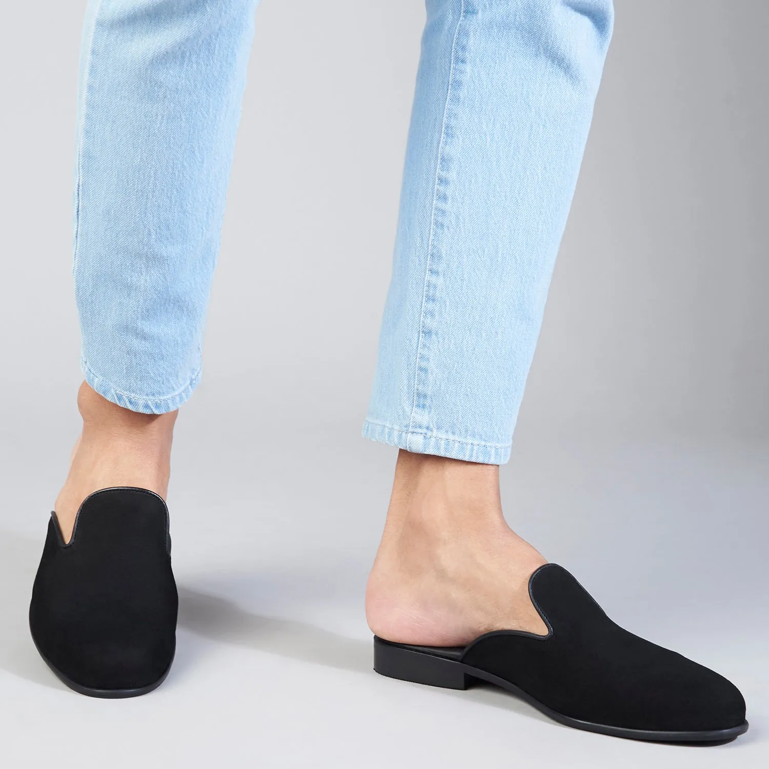 Henry in Black Suede Mules For Men