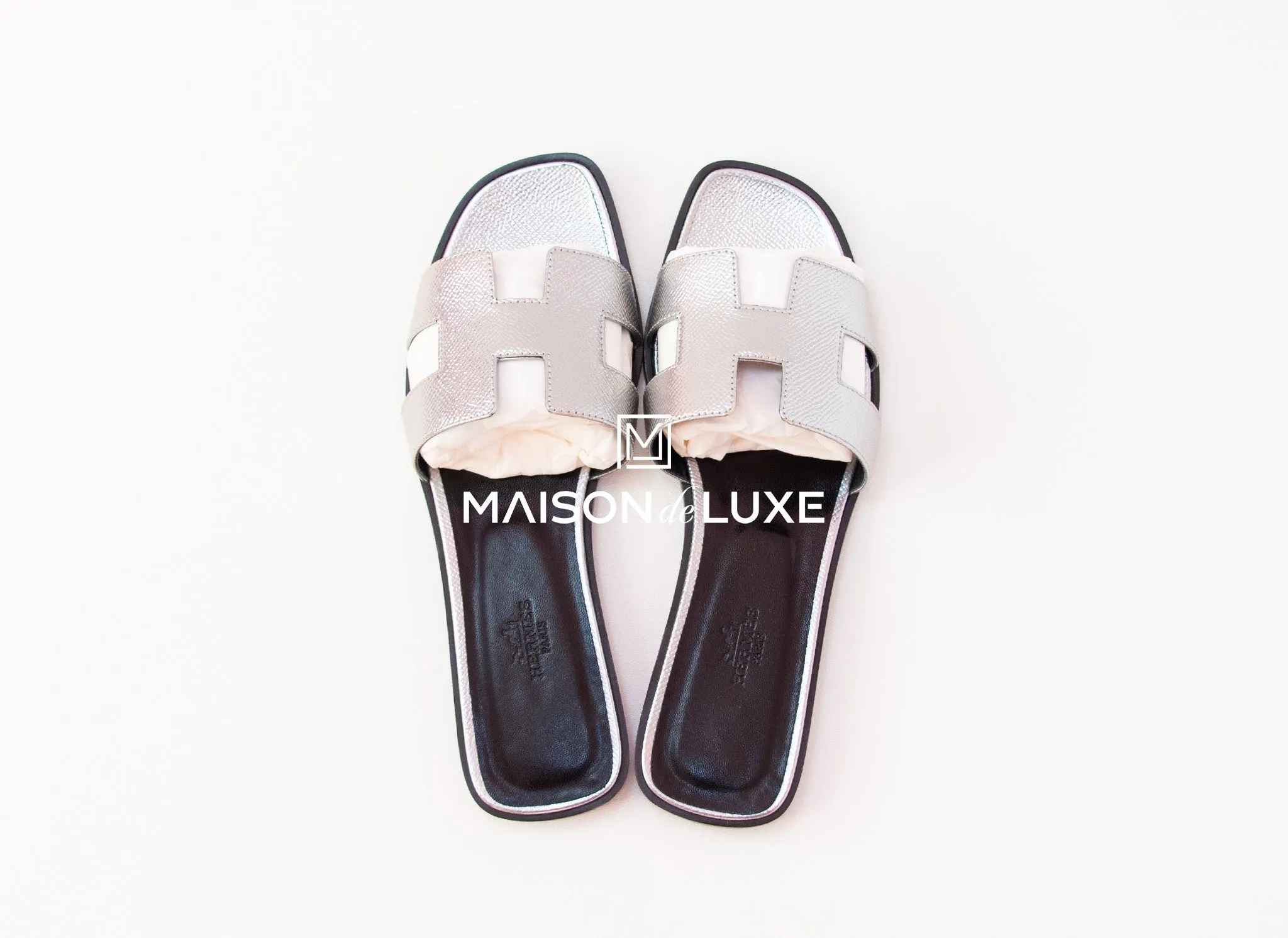 Hermes Womens Silver Oran Sandal Slipper 39 Shoes