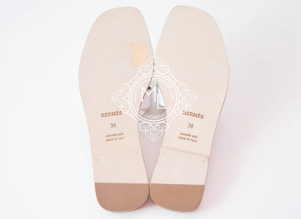 Hermes Womens White Oran Sandal Slipper 38 Shoes
