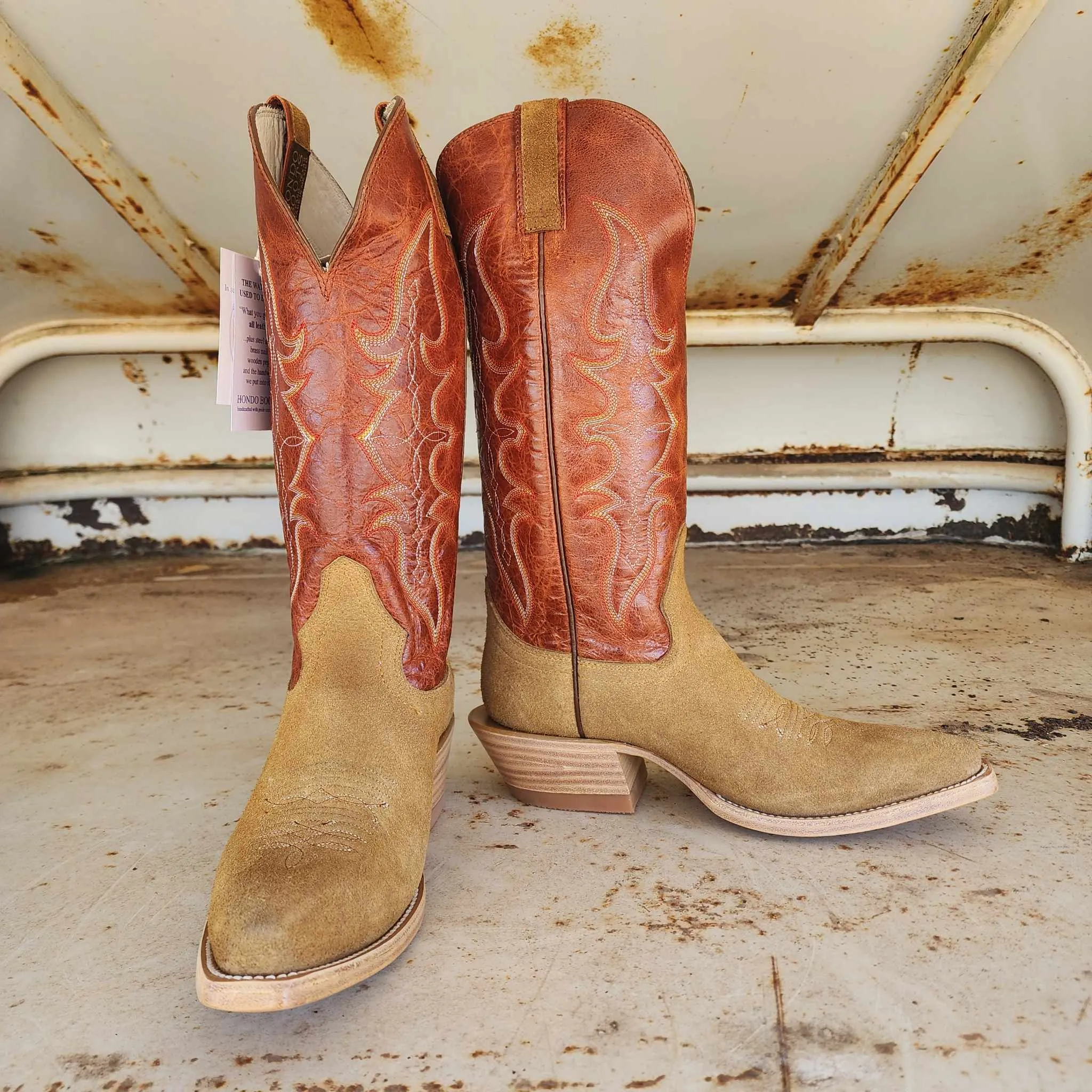 Hondo Picosa Creek Exclusive Maple Crazy House Roughout w/Mango Volcano - The  Langtry Boot