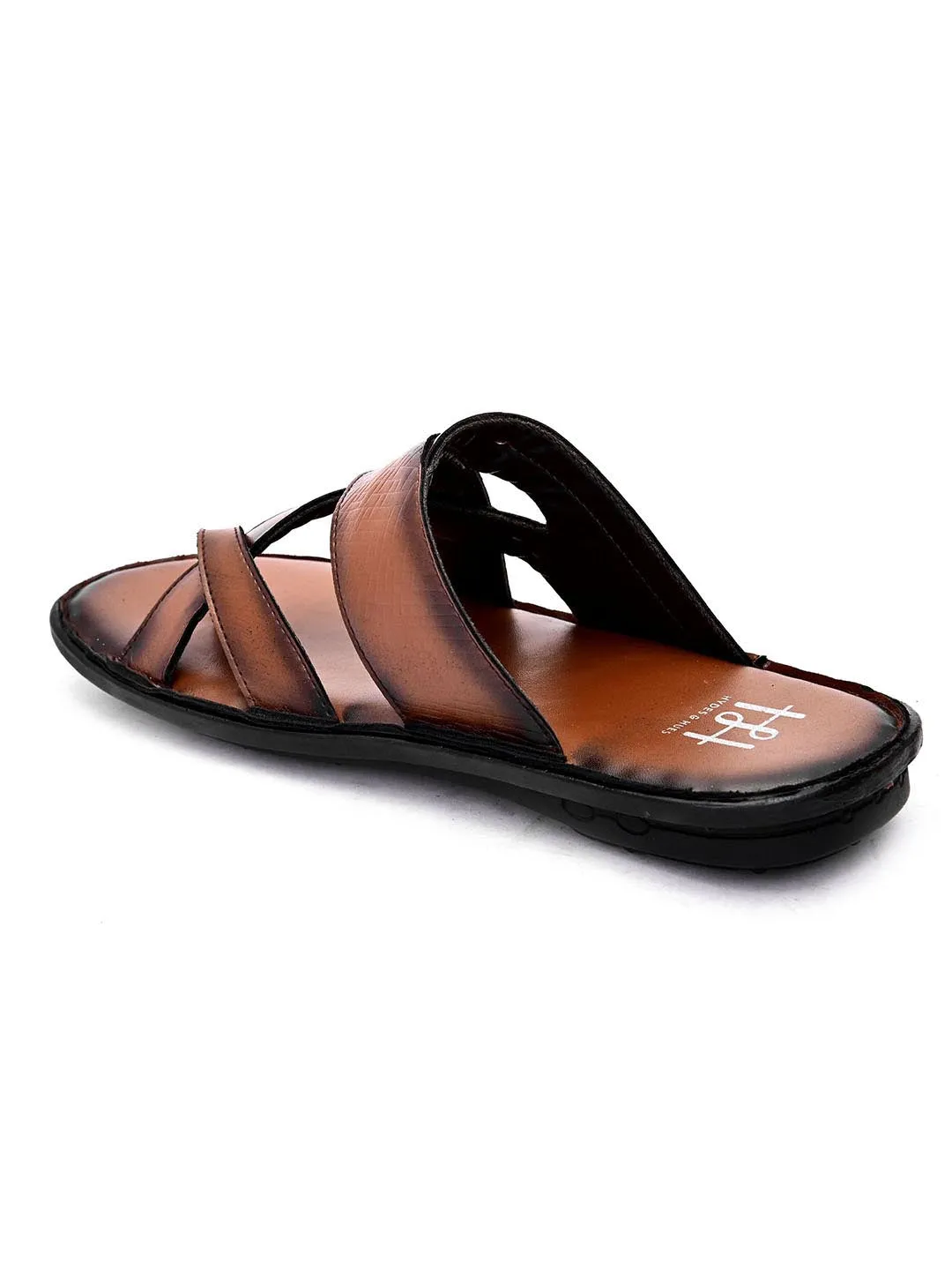 Hydes N Hues Men Tan Brown  Black Comfort Sandals