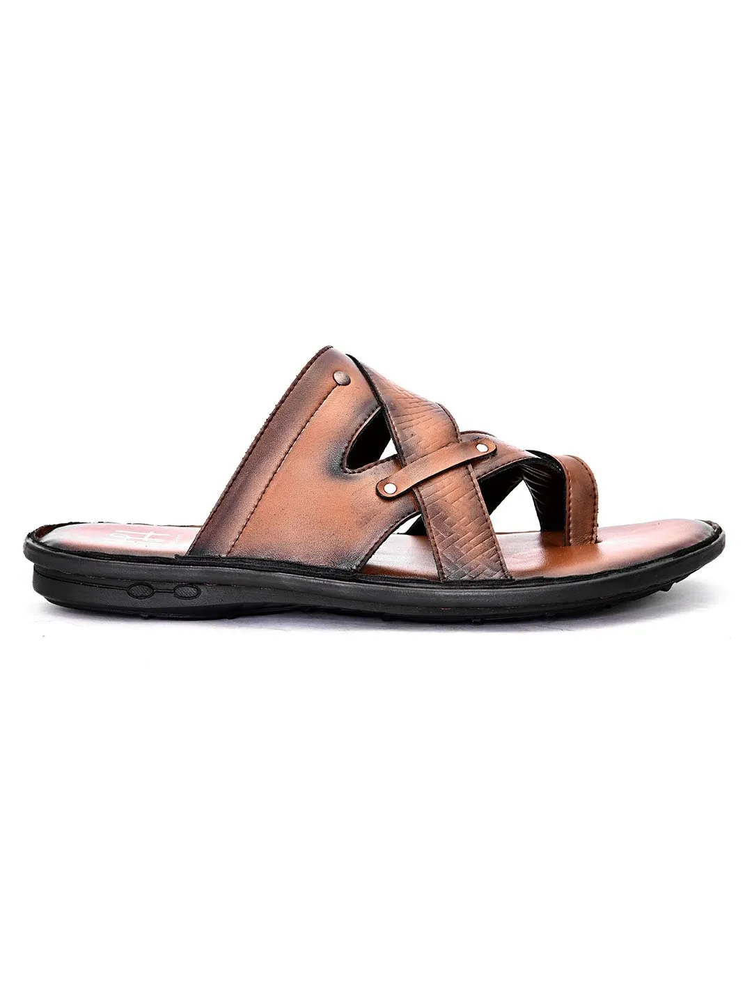 Hydes N Hues Men Tan Brown  Black Comfort Sandals