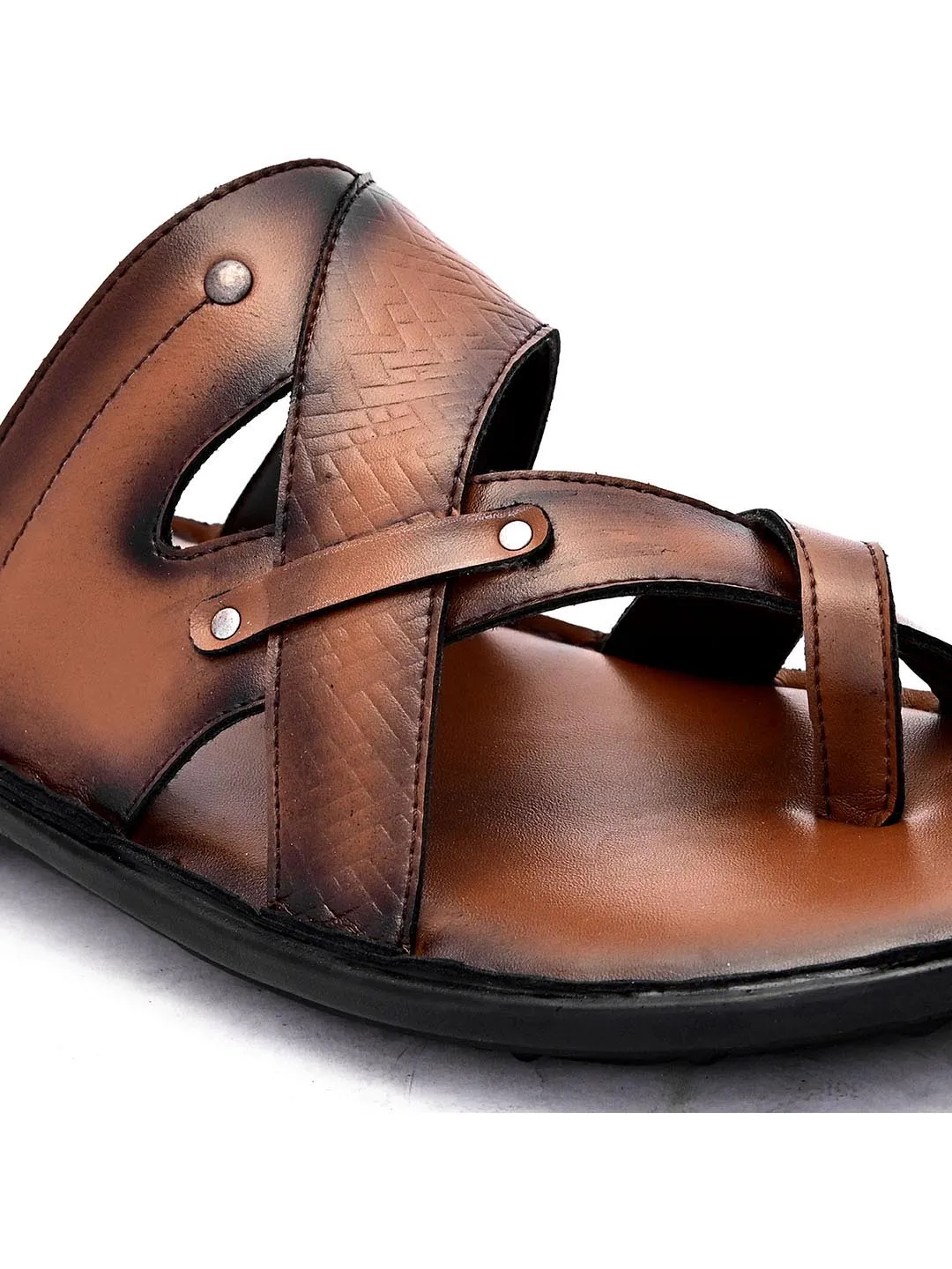 Hydes N Hues Men Tan Brown  Black Comfort Sandals