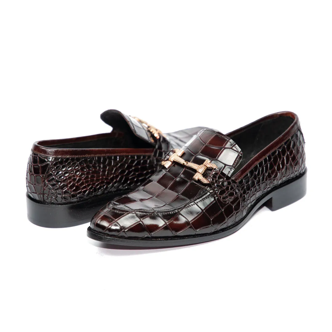 Jasper – Dark Burgundy Crocodile Loafer