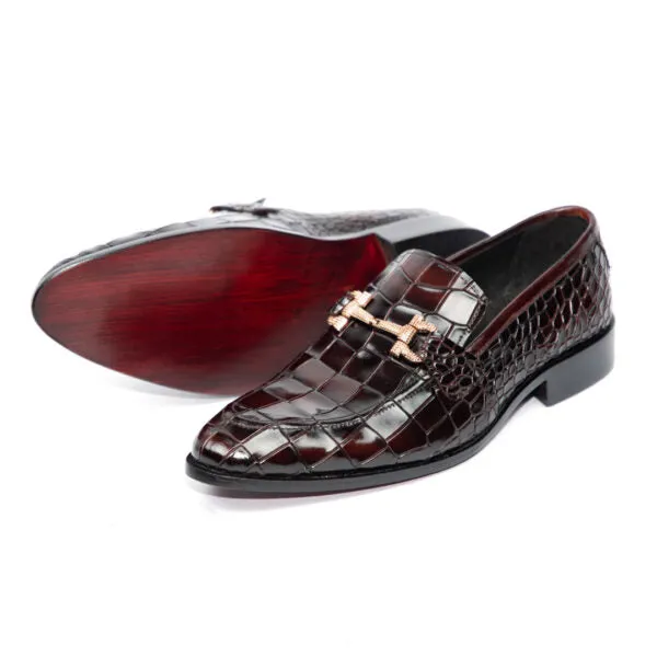 Jasper – Dark Burgundy Crocodile Loafer