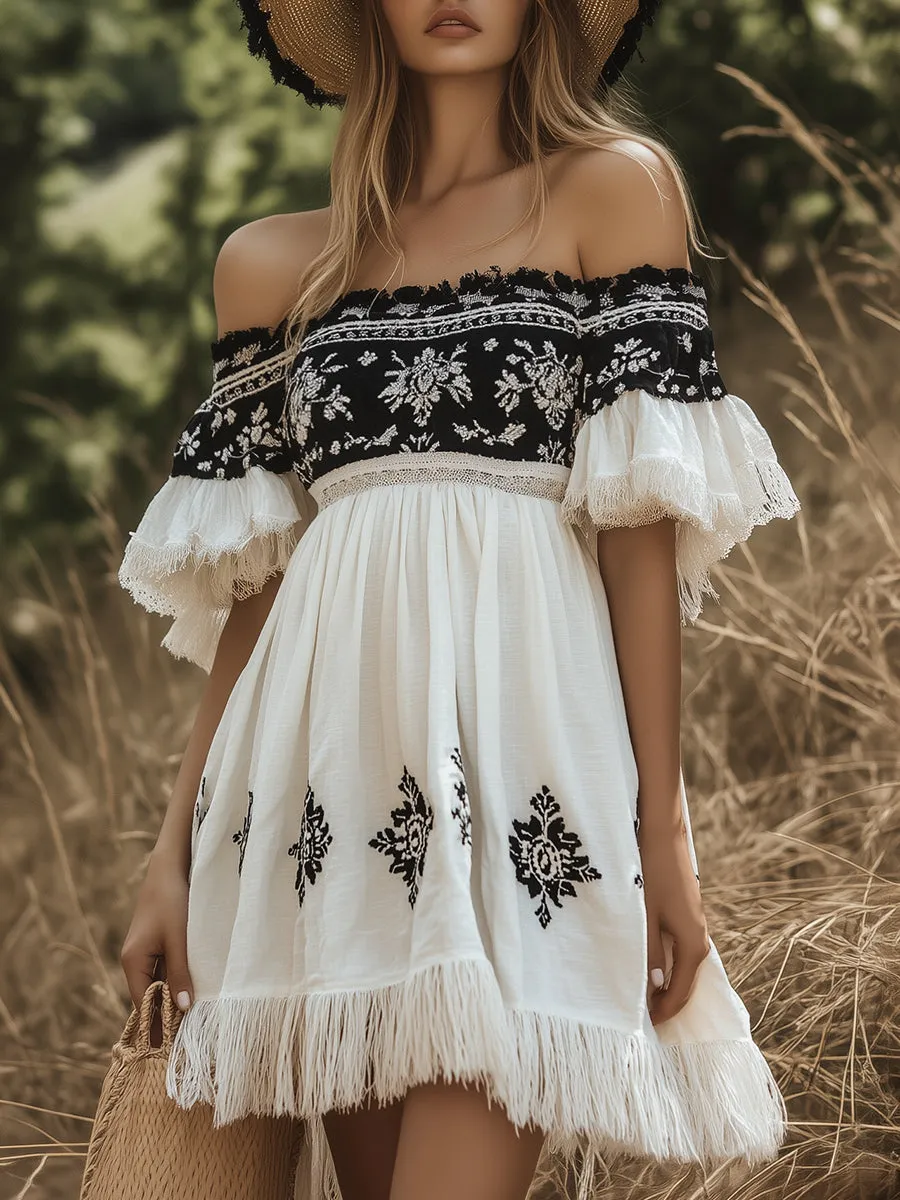 Julie | Tassel Holiday Mini Dress