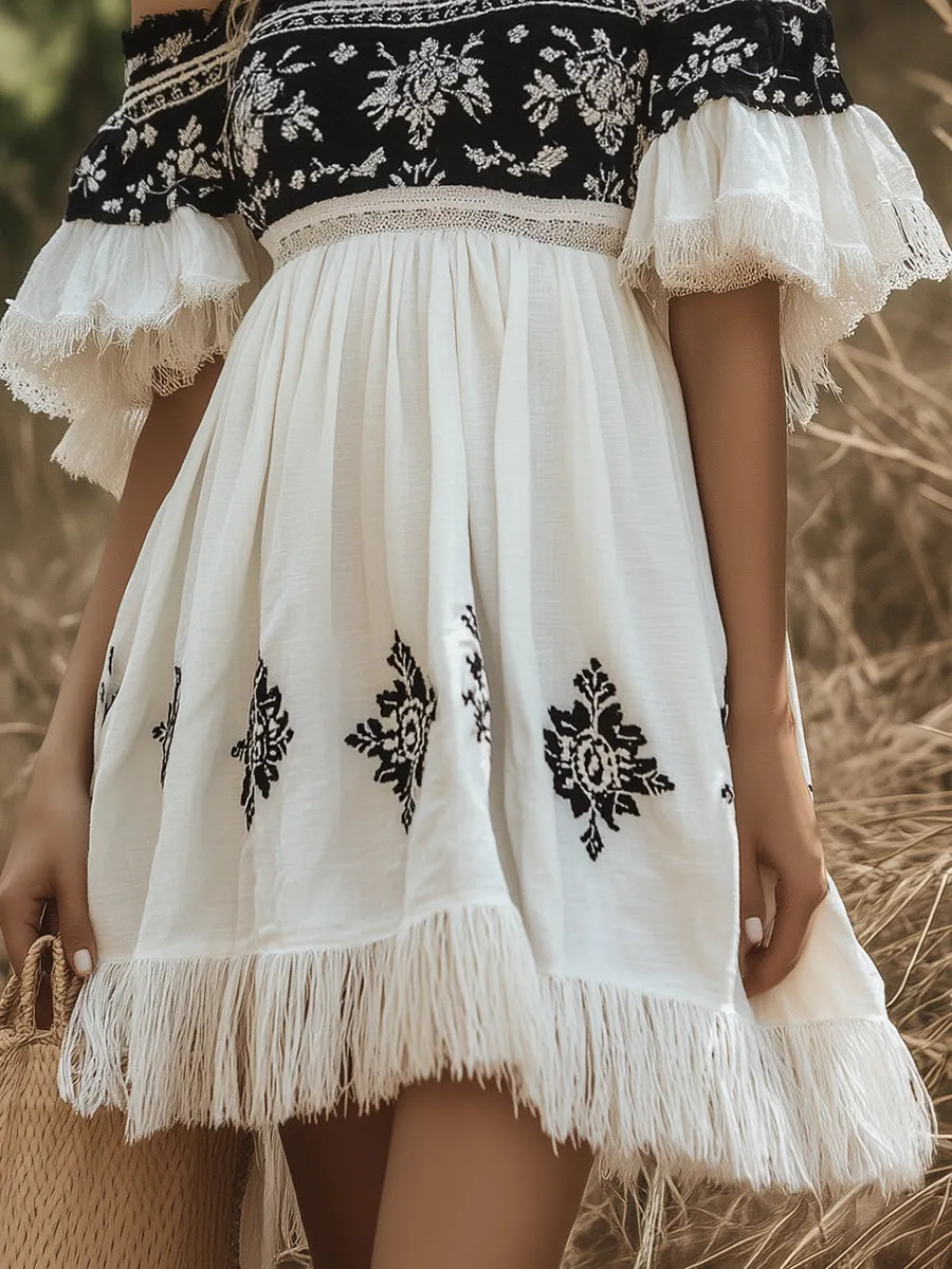 Julie | Tassel Holiday Mini Dress
