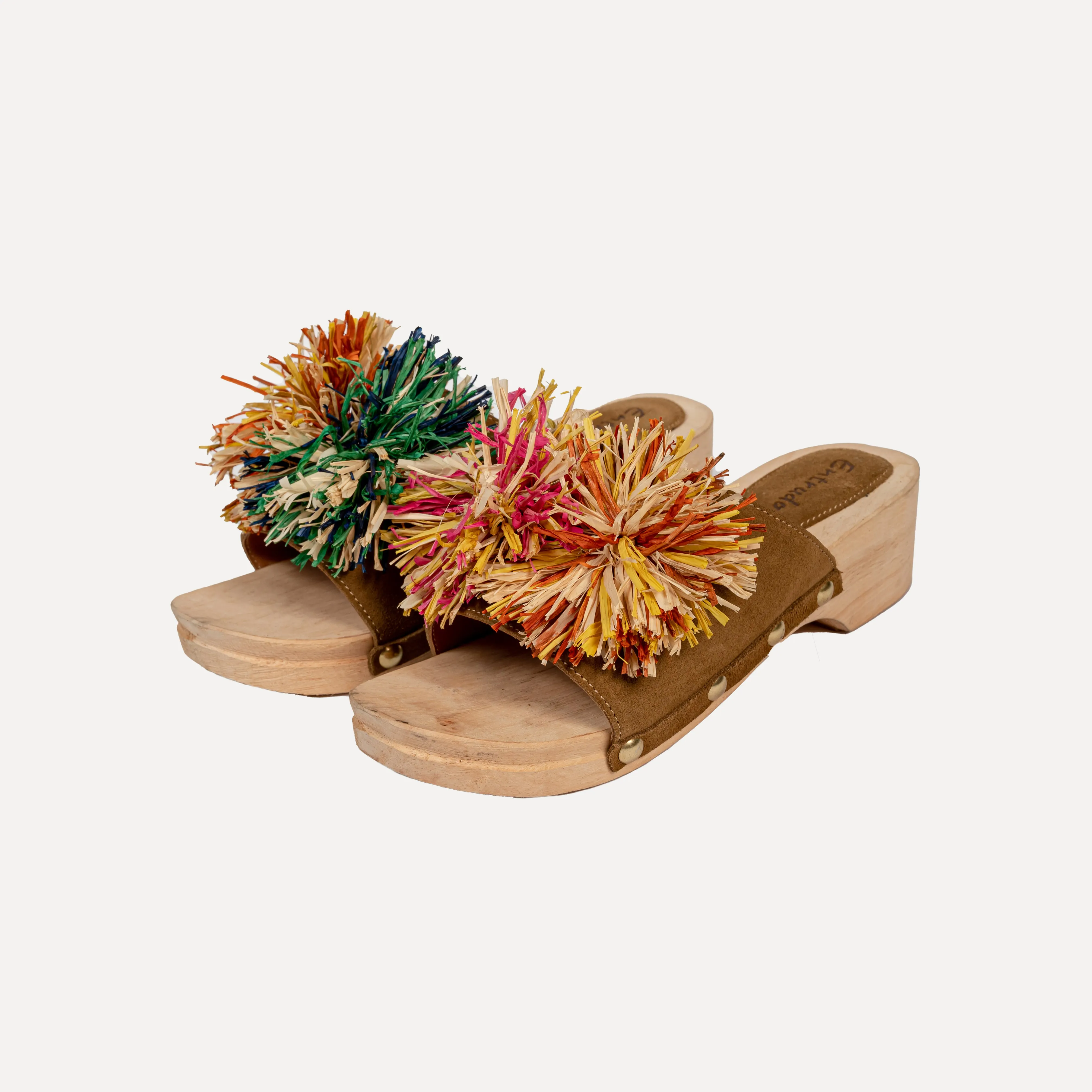 Lalim - Clogs with handmade raffia flowers