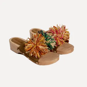 Lalim - Clogs with handmade raffia flowers