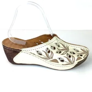 LEATHER CLOGS BONAVI WEDGE COMFORT SLIP ON