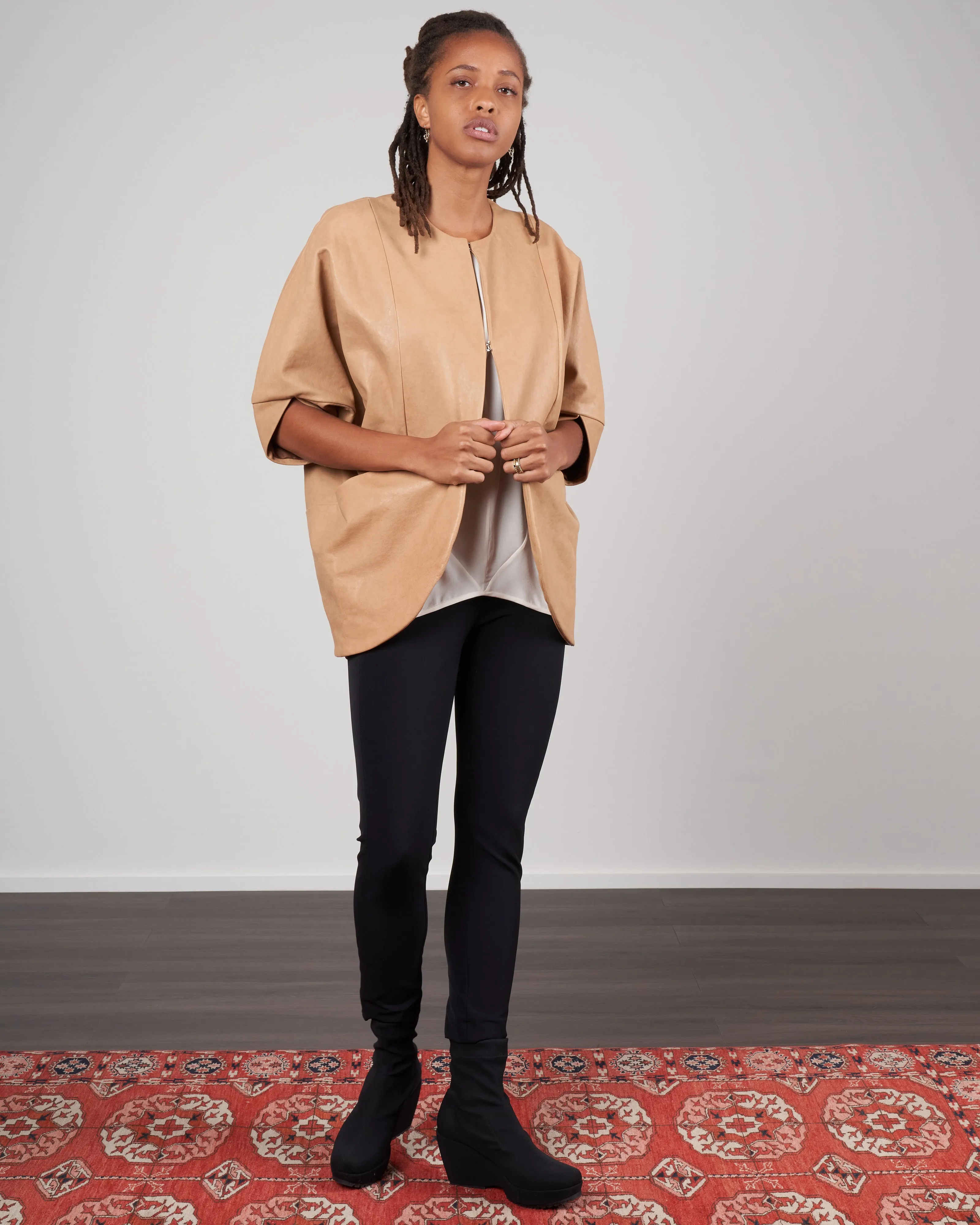 leather rio shrug - ita leather camel