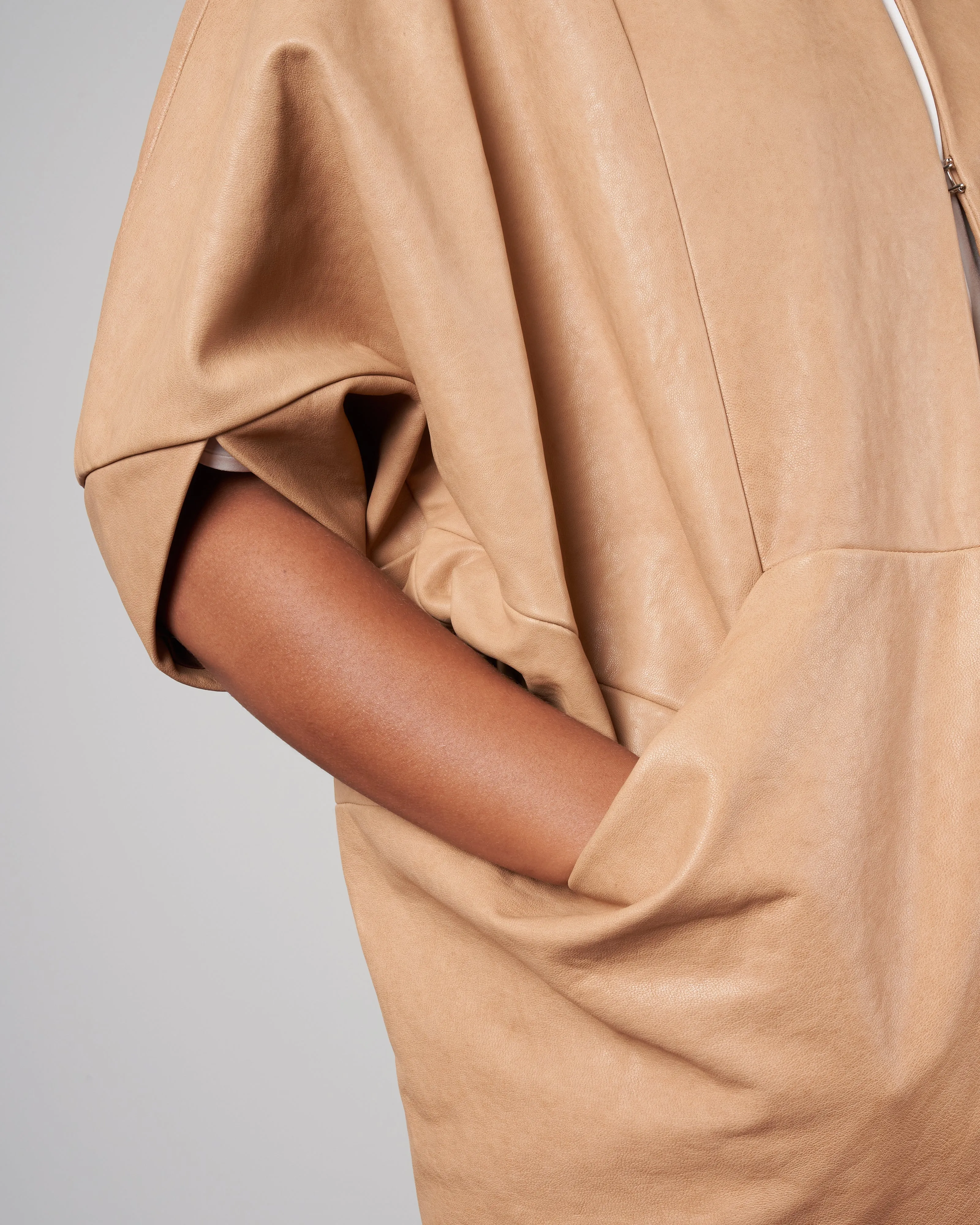 leather rio shrug - ita leather camel