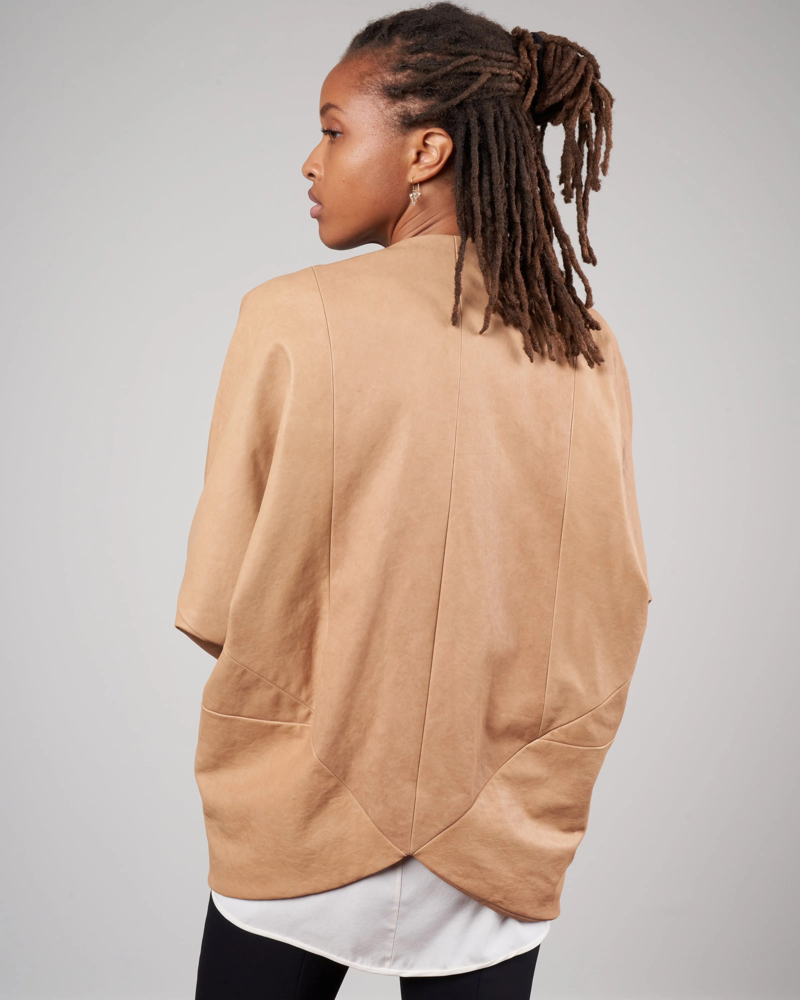 leather rio shrug - ita leather camel