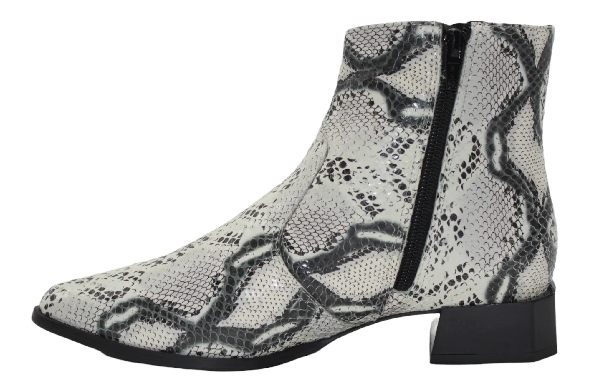 Leather Snake Print Chelsea Boots