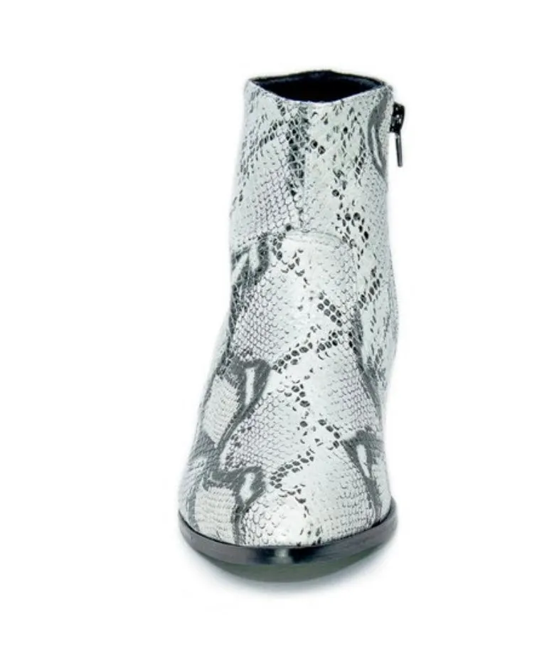 Leather Snake Print Chelsea Boots