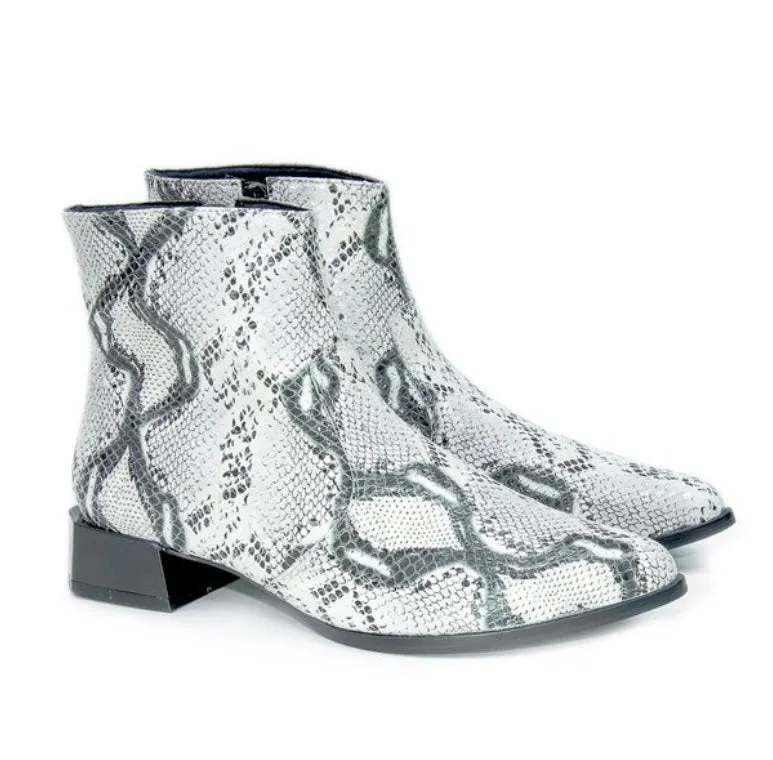 Leather Snake Print Chelsea Boots