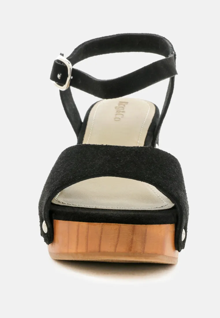 Liona Mustard Studded Suede Clogs Sandals By Ruw