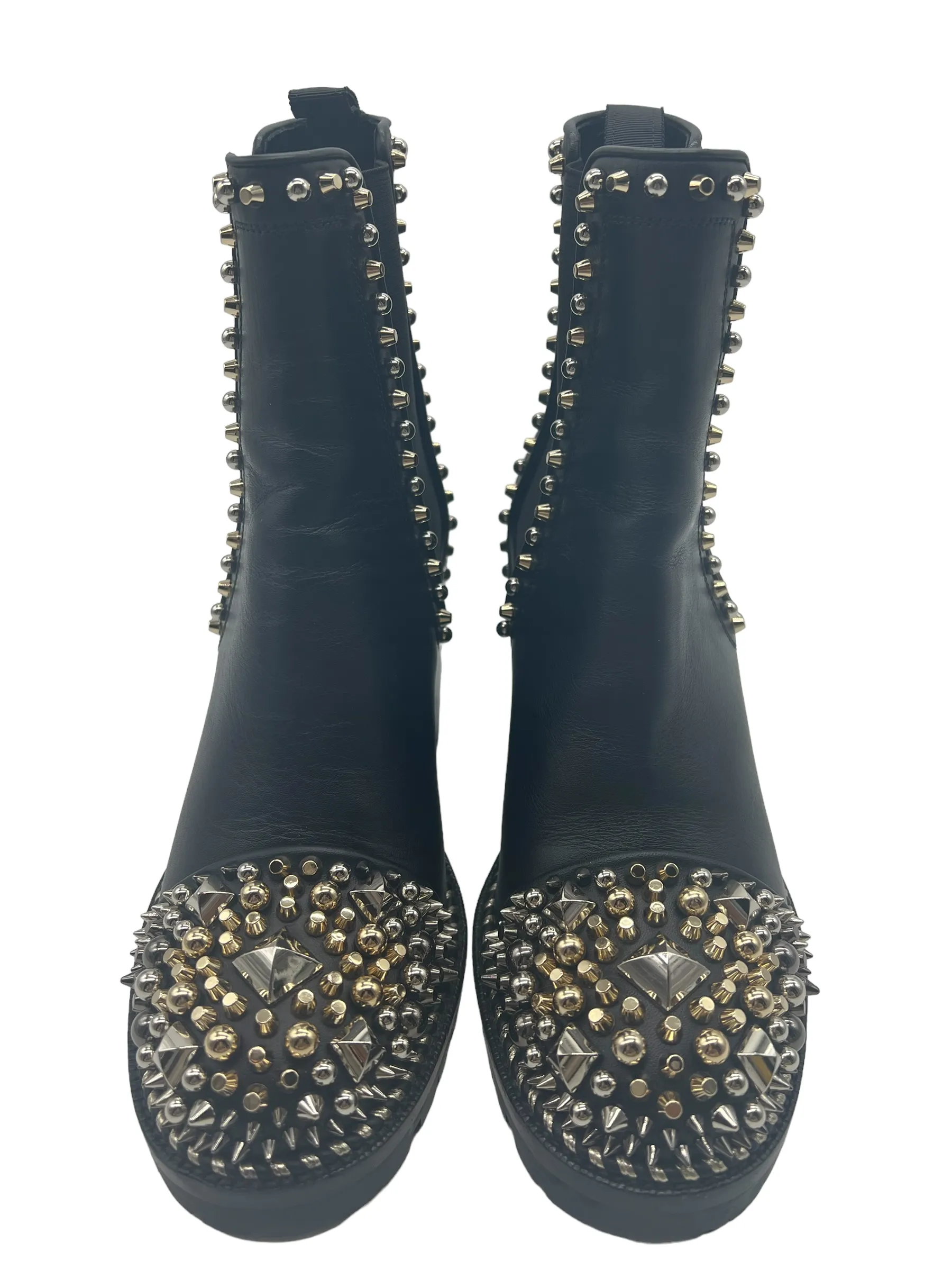 Louboutin Black Leather Chasse A Clou 70 Size 38 Boots