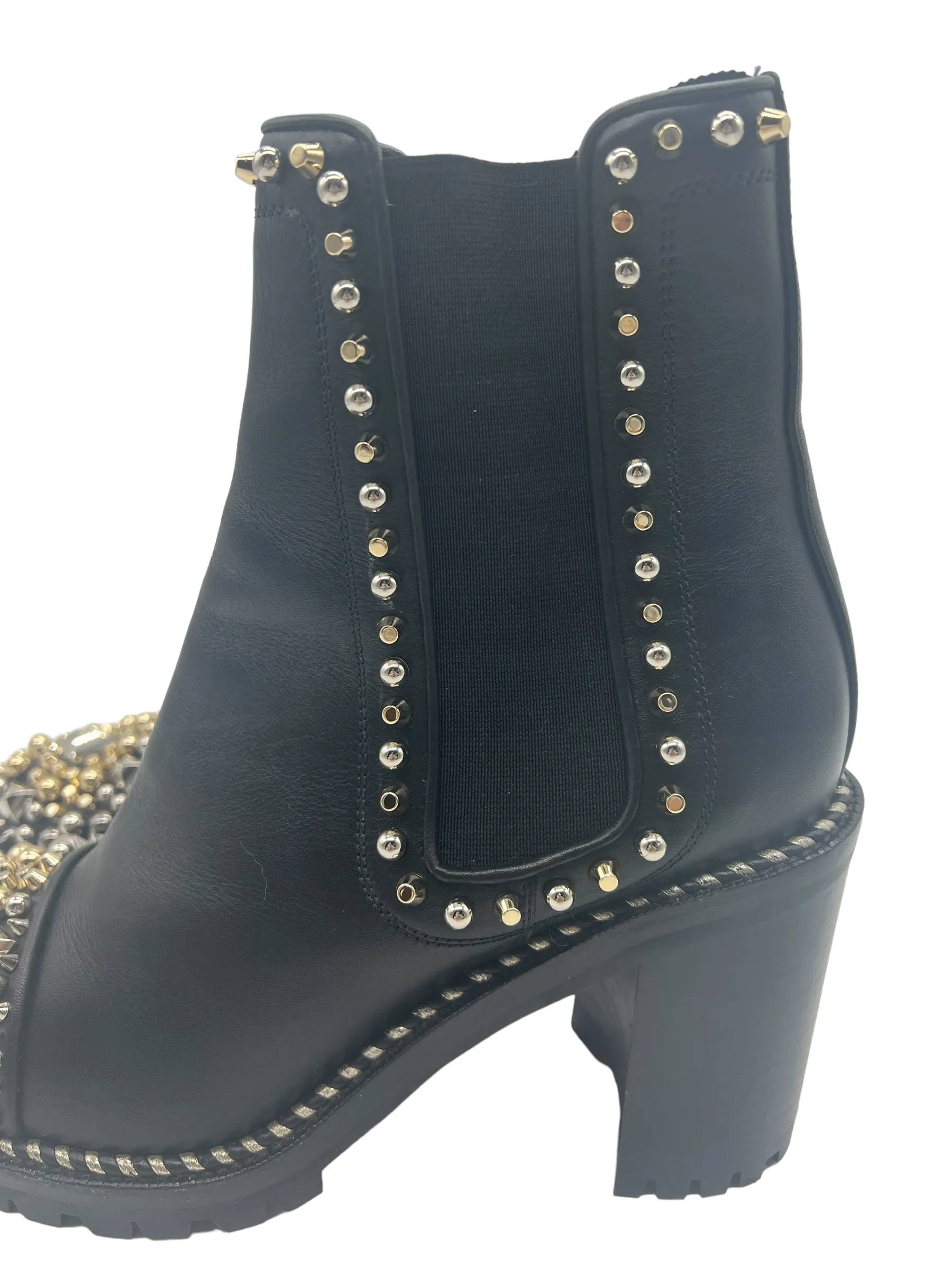 Louboutin Black Leather Chasse A Clou 70 Size 38 Boots